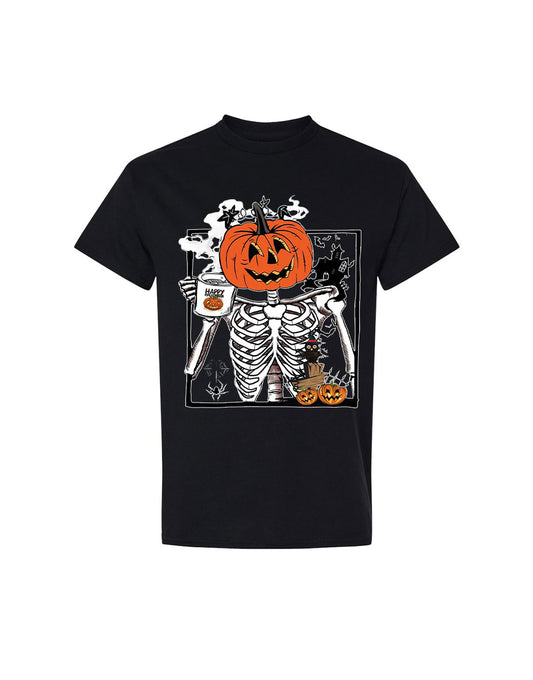 Halloween Design T-shirt Pumpkin Skeleton
