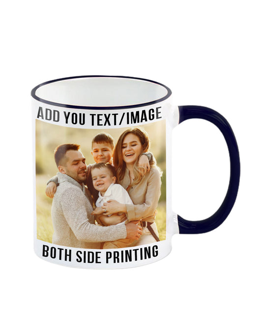 11oz Black Rim Handle Coffee Mug