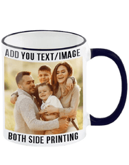 Rim Handle Color Custom Photo Coffee Mug with Personalize Photo Text
