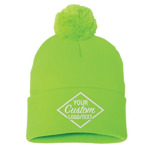 Custom Embroidered Pom-Pom Beanie – Warm Knit Hat for Men & Women