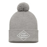 Custom Embroidered Pom-Pom Beanie – Warm Knit Hat for Men & Women