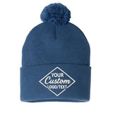 Custom Embroidered Pom-Pom Beanie – Warm Knit Hat for Men & Women