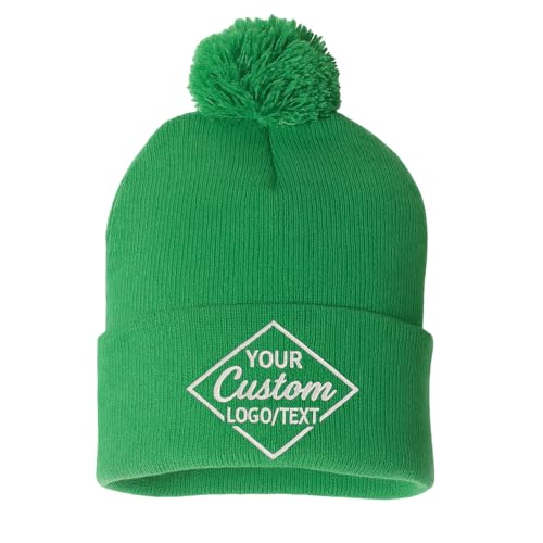 Custom Embroidered Pom-Pom Beanie – Warm Knit Hat for Men & Women