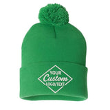 Custom Embroidered Pom-Pom Beanie – Warm Knit Hat for Men & Women