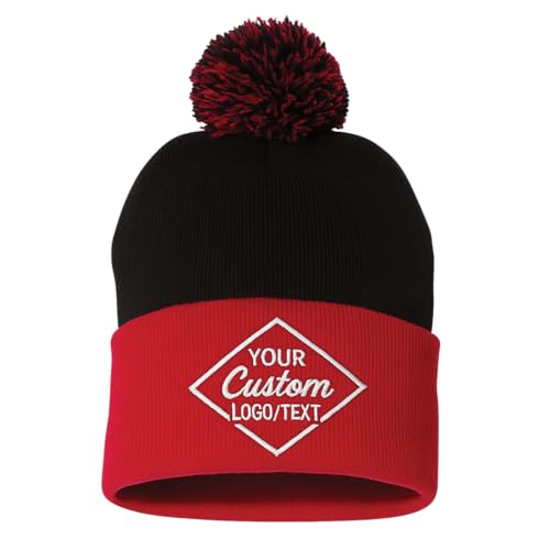 Custom Embroidered Pom-Pom Beanie – Warm Knit Hat for Men & Women