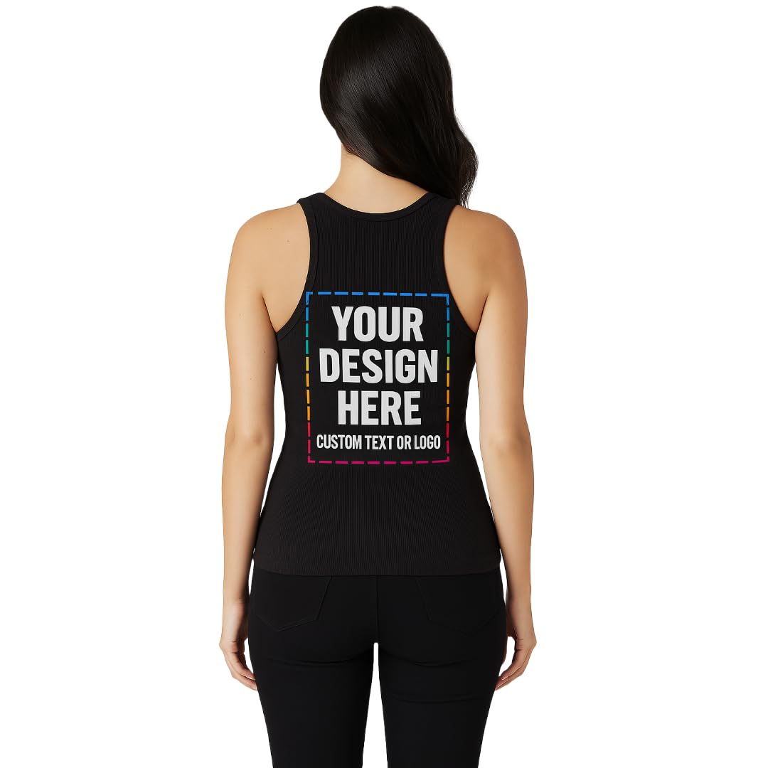 Lightfire Custom Women’s Tank Top – Ribbed Cotton Spandex Scoop Neck, Fitted Sleeveless, Personalized Stretch Shirt
