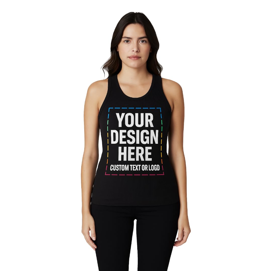 Lightfire Custom Women’s Tank Top – Ribbed Cotton Spandex Scoop Neck, Fitted Sleeveless, Personalized Stretch Shirt