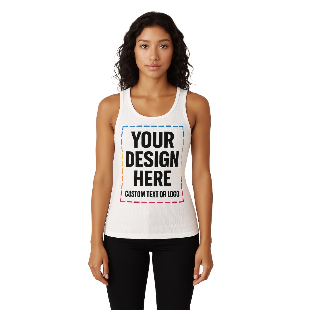 Lightfire Custom Women’s Tank Top – Ribbed Cotton Spandex Scoop Neck, Fitted Sleeveless, Personalized Stretch Shirt
