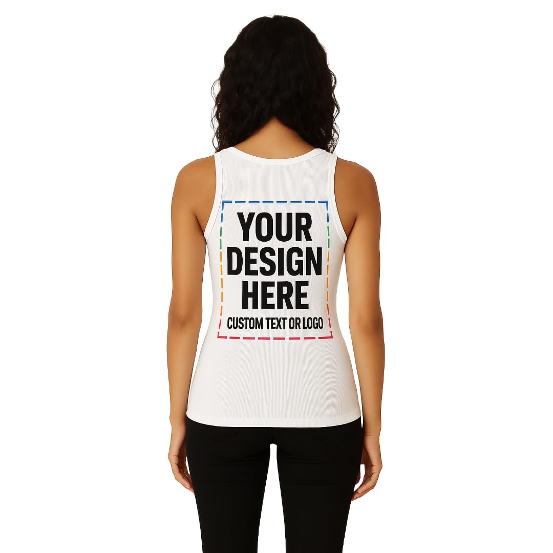 Lightfire Custom Women’s Tank Top – Ribbed Cotton Spandex Scoop Neck, Fitted Sleeveless, Personalized Stretch Shirt