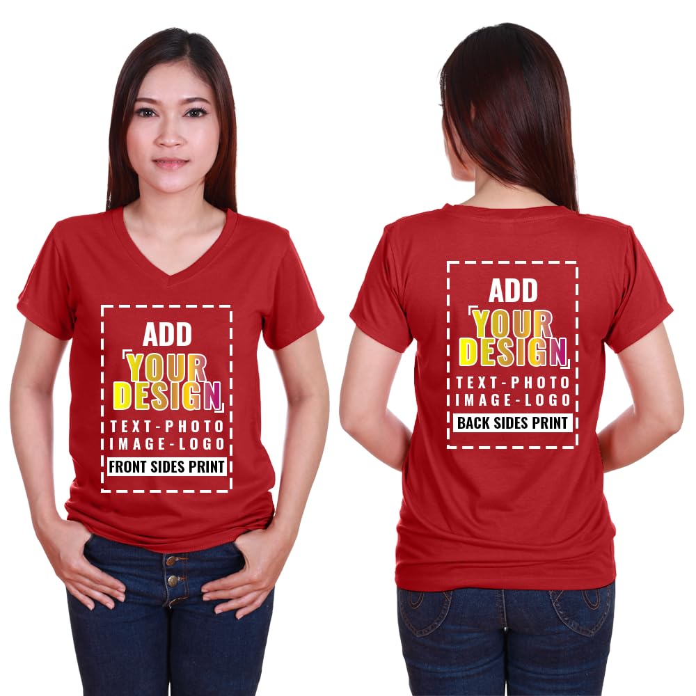 Custom Personalized Women's Deep V-Neck T-Shirt