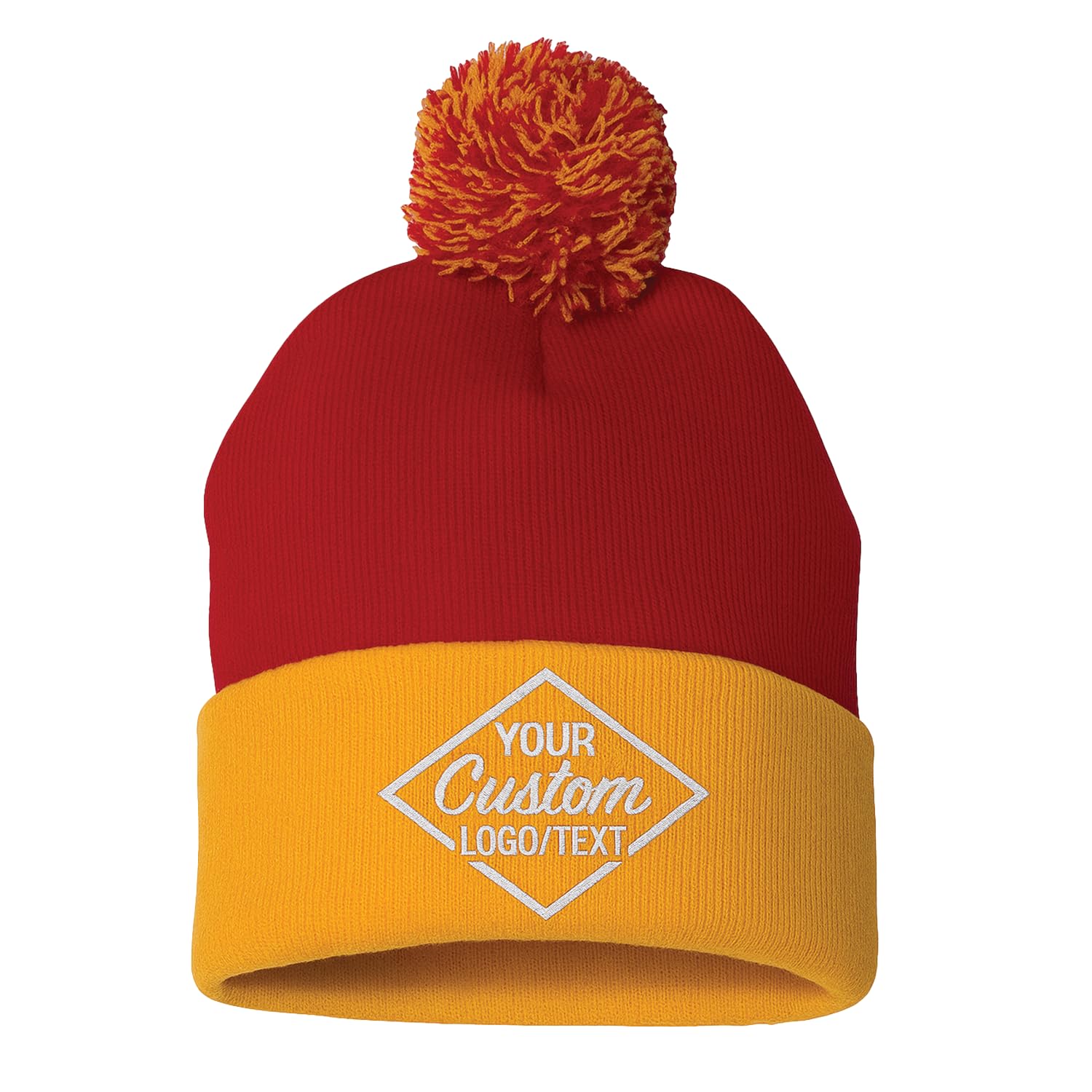 Custom Embroidered Pom-Pom Beanie – Warm Knit Hat for Men & Women