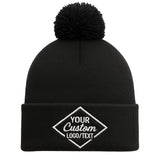 Custom Embroidered Pom-Pom Beanie – Warm Knit Hat for Men & Women