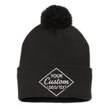 Custom Embroidered Pom-Pom Beanie – Warm Knit Hat for Men & Women