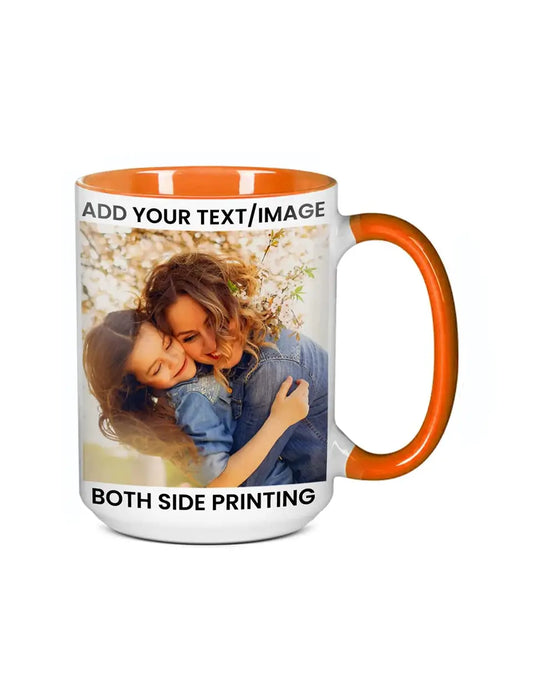 15oz Orange Inside Handle Coffee Mug