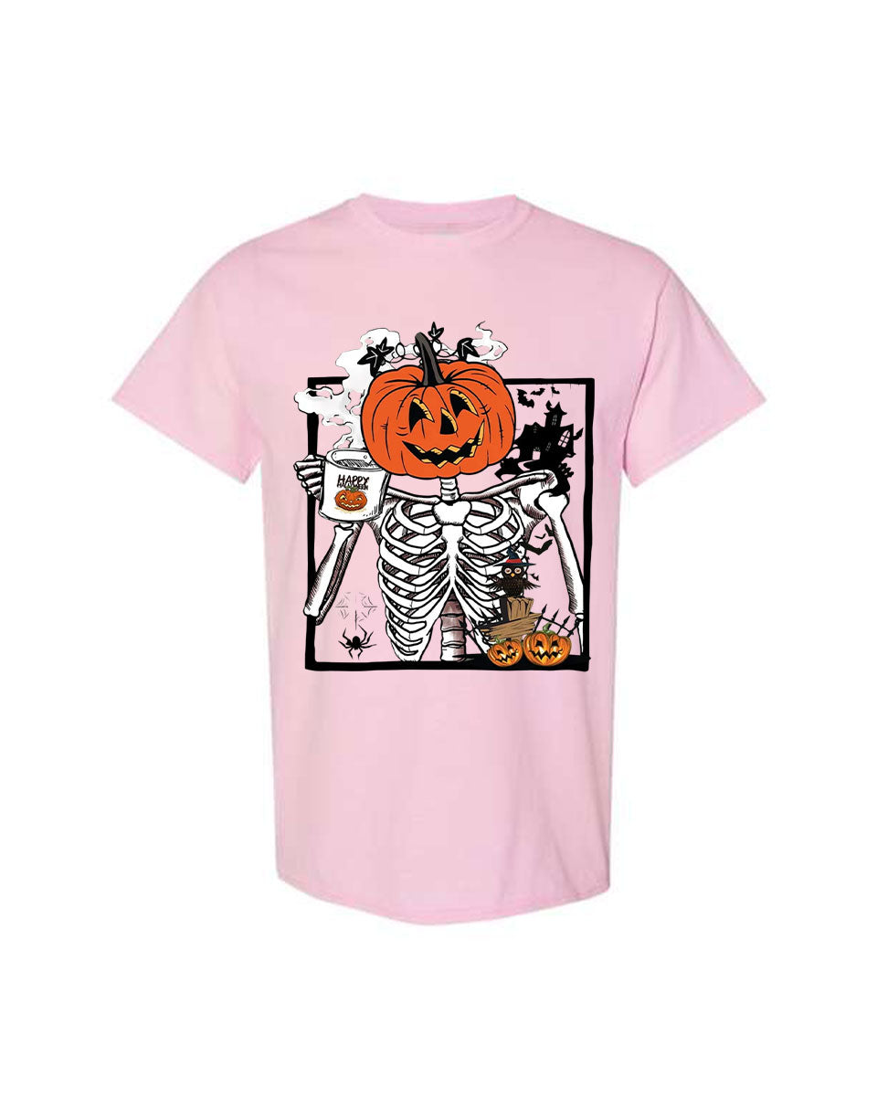 Halloween Design T-shirt Pumpkin Skeleton