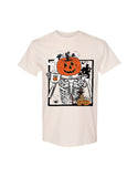 Halloween Design T-shirt Pumpkin Skeleton