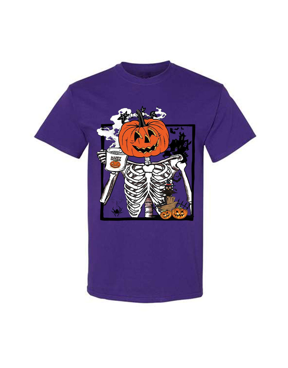 Halloween Design T-shirt Pumpkin Skeleton