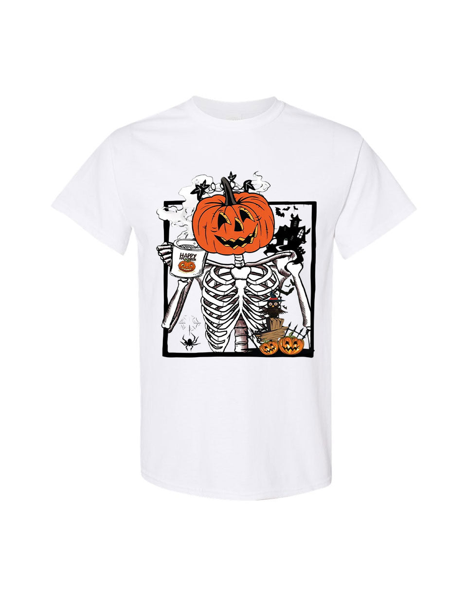 Halloween Design T-shirt Pumpkin Skeleton